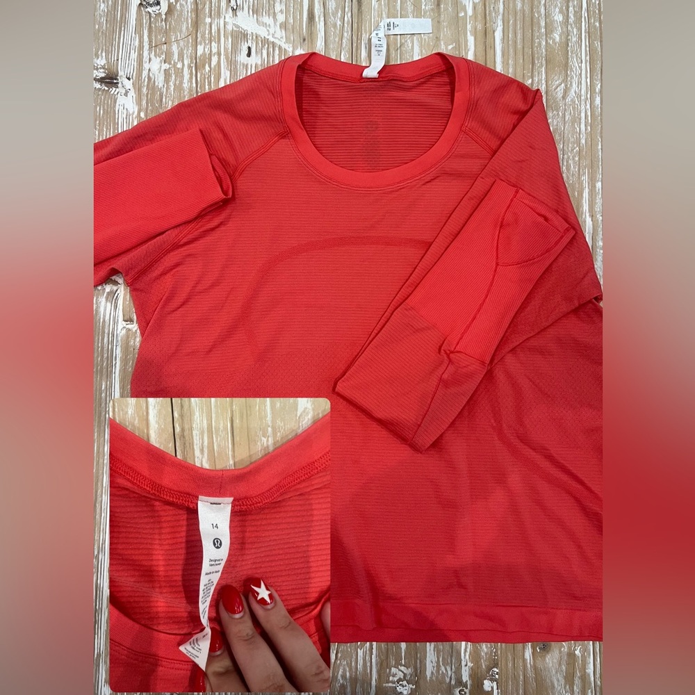 Lululemon Size 14 (Pale Raspberry) Swiftly Tech Long Sleeve 2.0 *Waist Length*